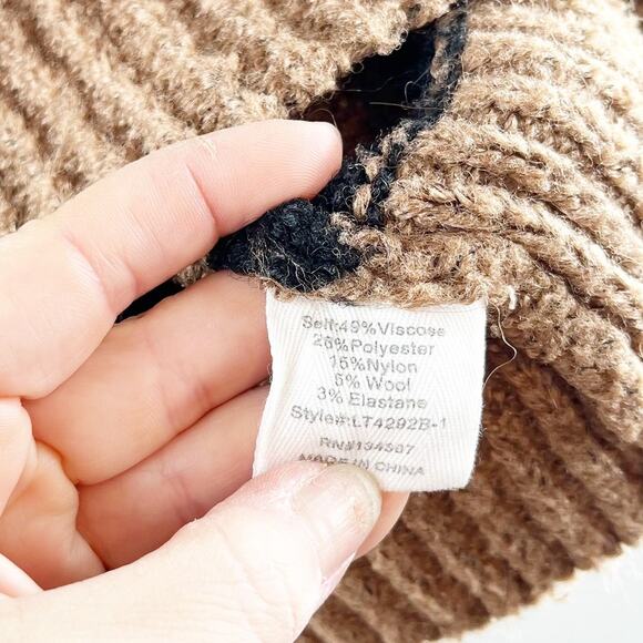 Line and Dot Veronica Turtleneck Striped Pullover Sweater Brown Black Small - Picture 5 of 5